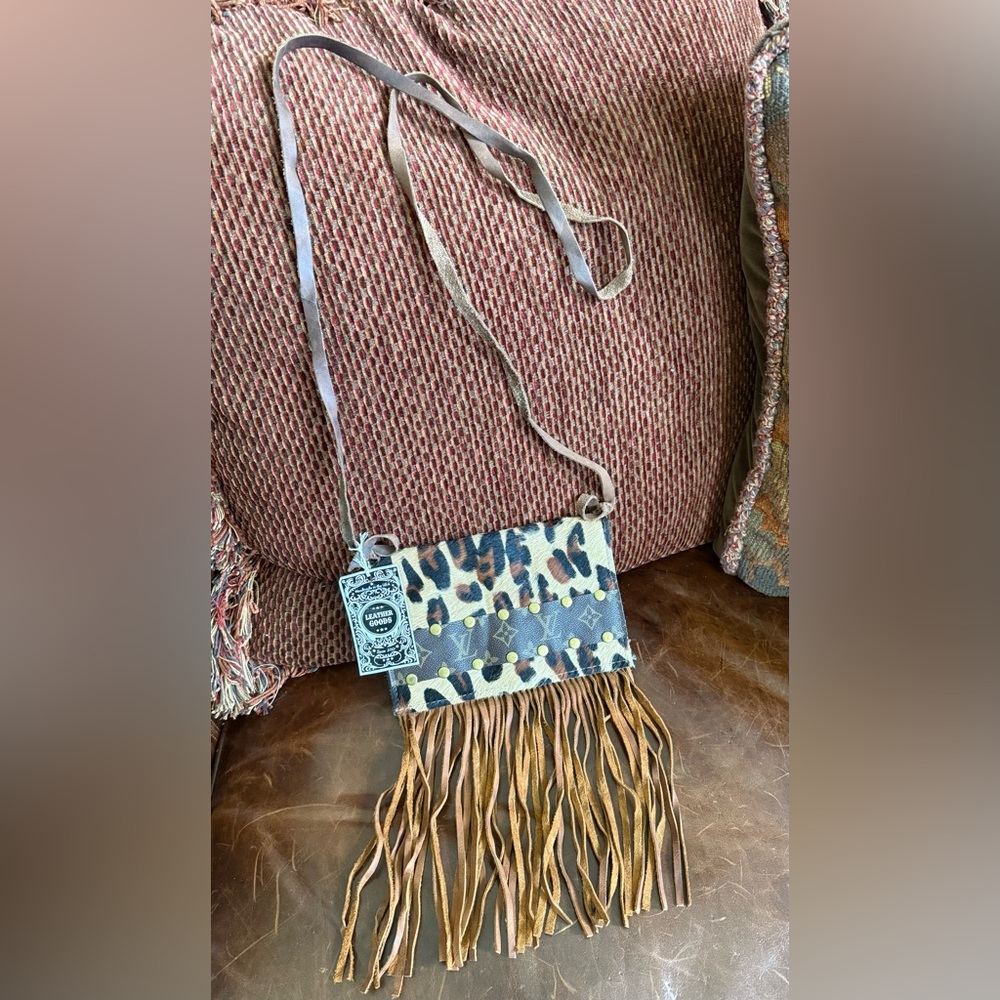 Keep It Gypsy Hair on Hide Genuine Design Patch Leather Leopard Wallet Crossbody
